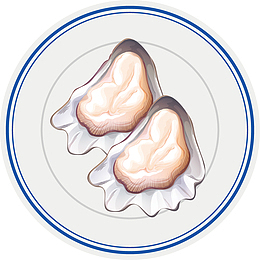 手绘矢量美食生蚝素材
