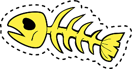 卡通矢量金色鱼骨头