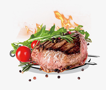 美味牛排烧烤插画免抠