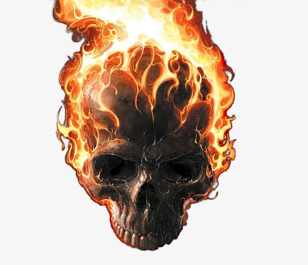 插画骷髅手绘火焰