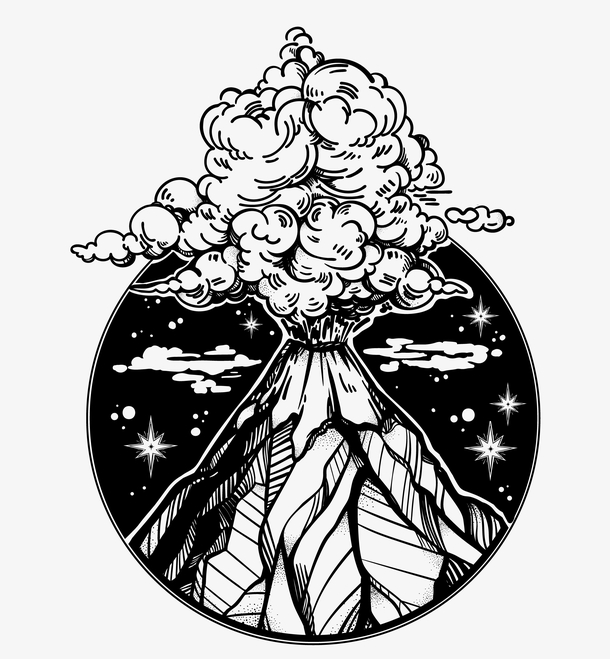 火山喷发手绘图案