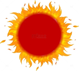 卡通红色猛烈太阳
