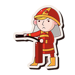 手拿灭火器的消防员