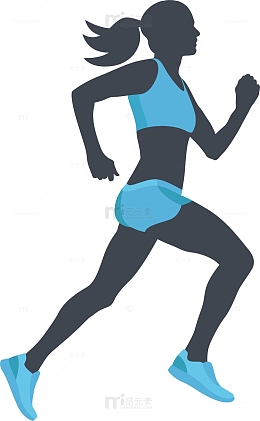 跑步健身主题女士剪影矢量素材