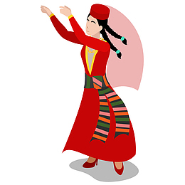 创意手绘少数民族舞蹈人物素材