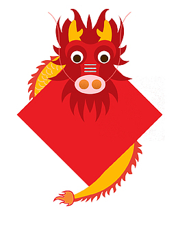 手绘龙头菱形海报插画