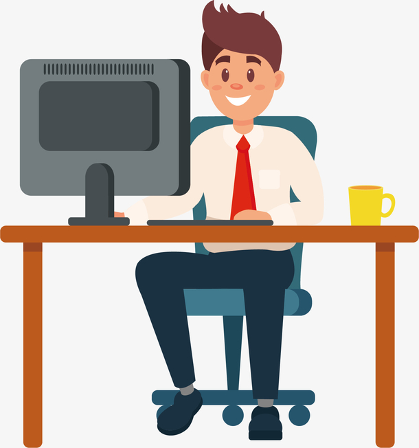 矢量图认真工作电脑者