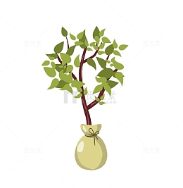卡通手绘布袋上的树苗