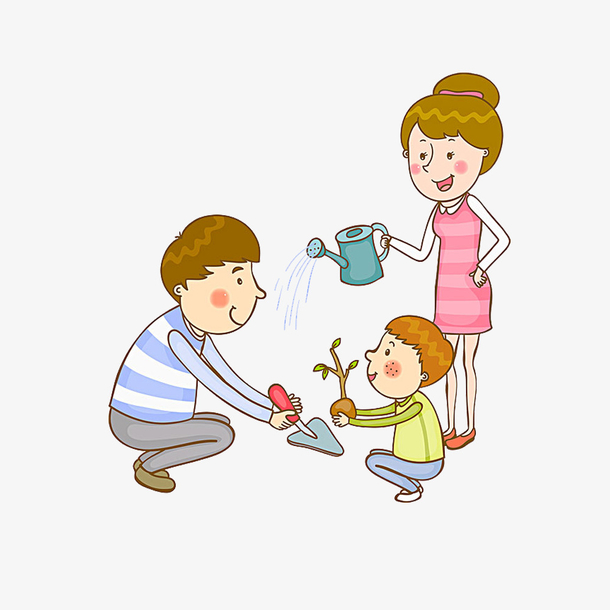 卡通版植树节的亲子活动免抠素材免费下载_觅元素51yuansu.com