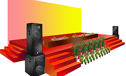 国庆公司活动舞台大屏幕音响花篮
