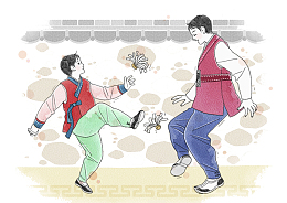 卡通踢毽子