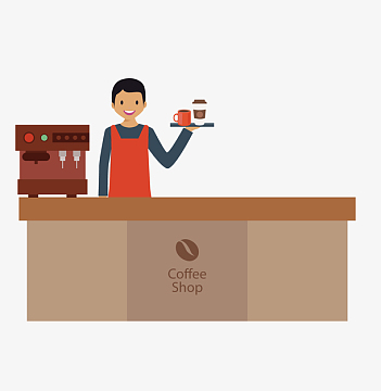 手绘咖啡馆工作人员