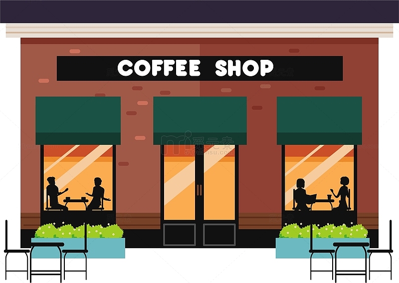 卡通矢量咖啡商店设计素材