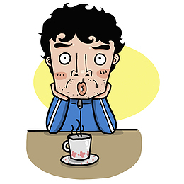 手绘托腮的男子