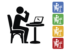 图标喝咖啡工作