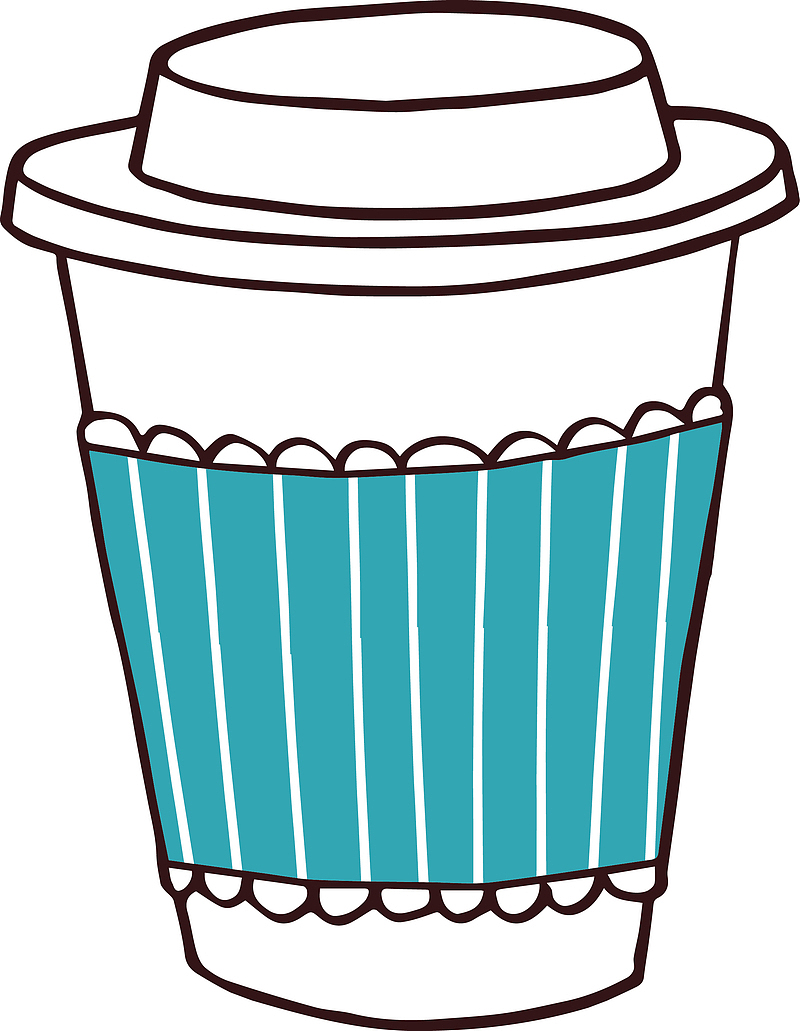 卡通手绘蓝色奶茶杯子图