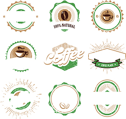 矢量手绘咖啡标签