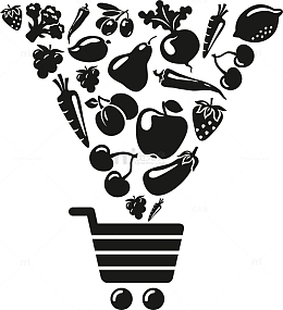 购物车里的水果蔬菜