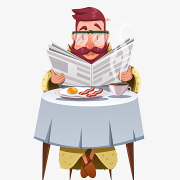矢量看报纸吃早餐