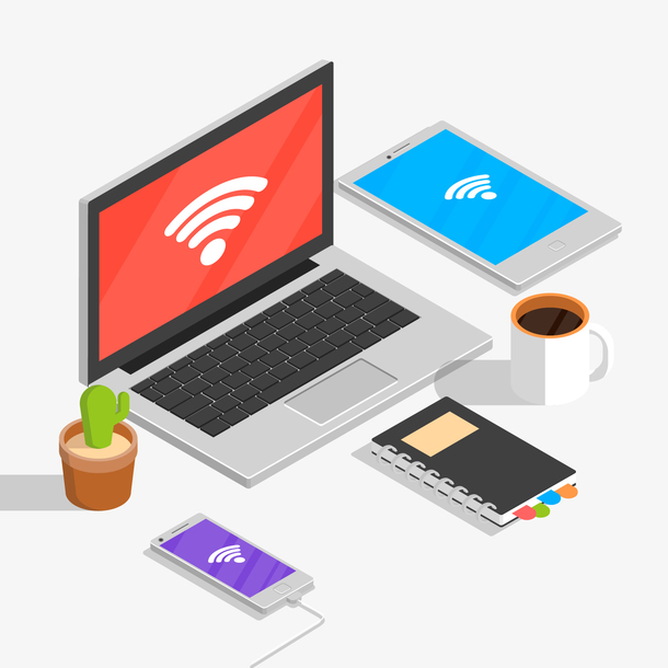 创意立体书桌上的电脑矢量图素材免费下载_觅元素