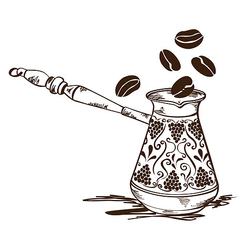 黑色线性装饰磨咖啡设计图