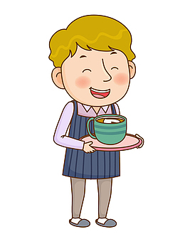 端着咖啡微笑的男人