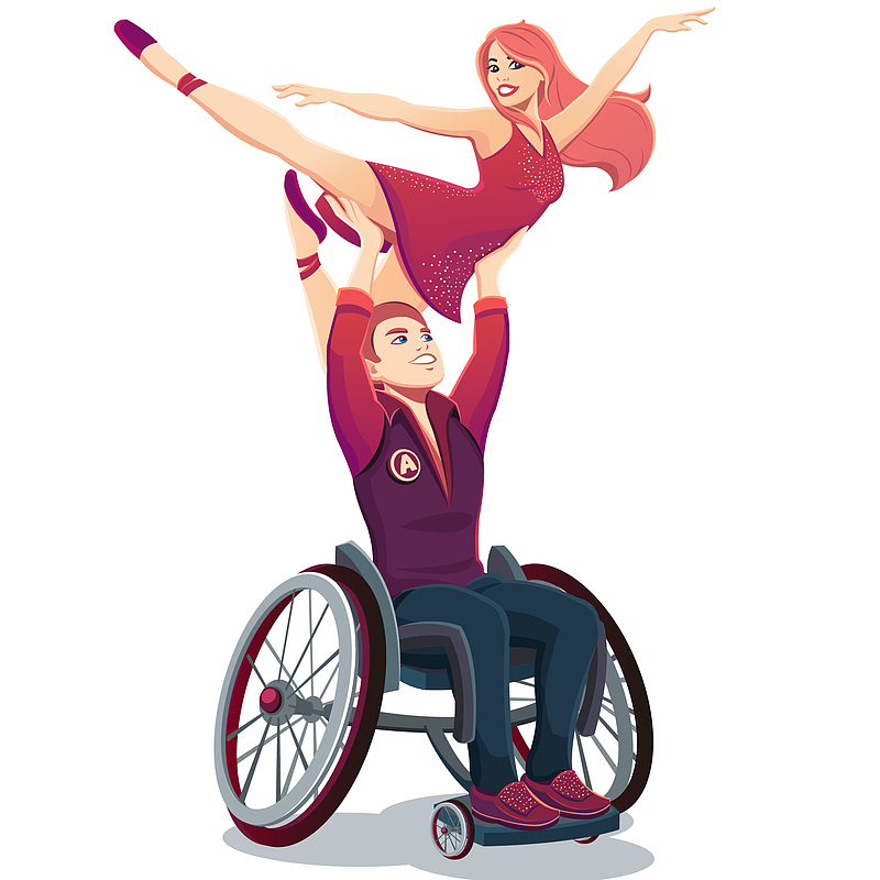 残疾人芭蕾舞表演插画