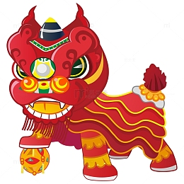 火红新年卡通狮子