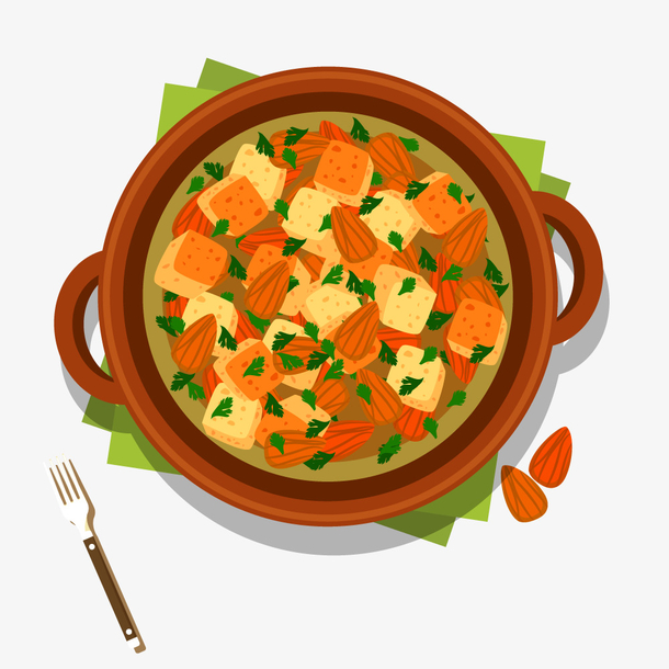 卡通美食果仁豆腐矢量素材