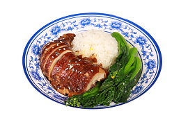 一份菜心烧鸭腿饭
