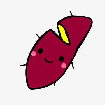 卡通美味掰开的微笑烤红薯插画免