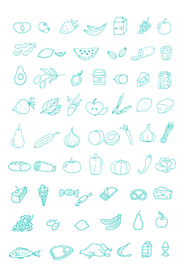 卡通食物鱼肉瓜果蔬菜