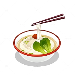 卡通一碗面条免抠图