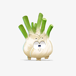 卡通手绘蒜苗png素材