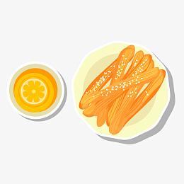 卡通美食油条豆浆矢量素材