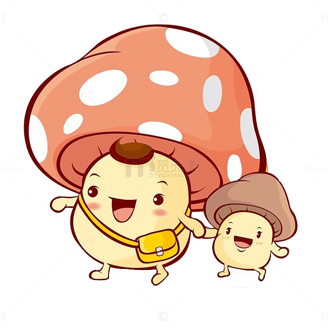 卡通手牵手的蘑菇