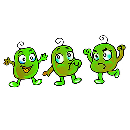 三只卡通绿豆