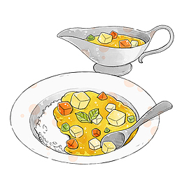 手绘咖喱蔬菜汁拌饭
