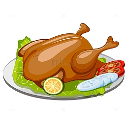 饮食卡通矢量金黄晚餐烤鸭