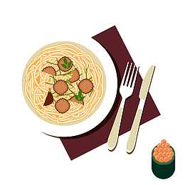 卡通美食意大利面矢量素材