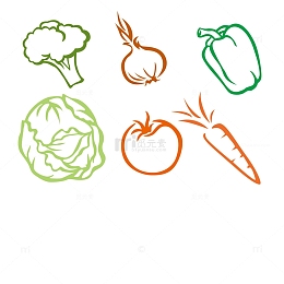 花菜圆白菜线图矢量