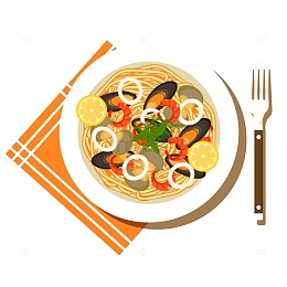 卡通美食意大利面矢量素材