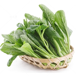 一竹篮新鲜的绿色广东菜心实物免