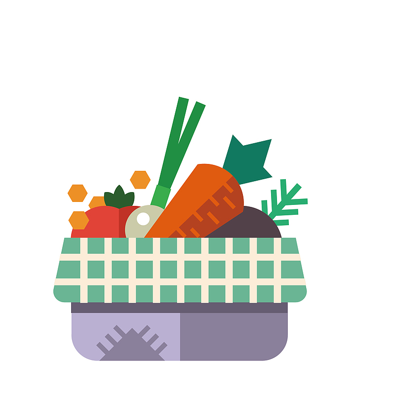 卡通简洁一篮子的蔬菜