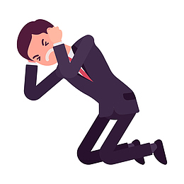 趴下痛苦的男子素材