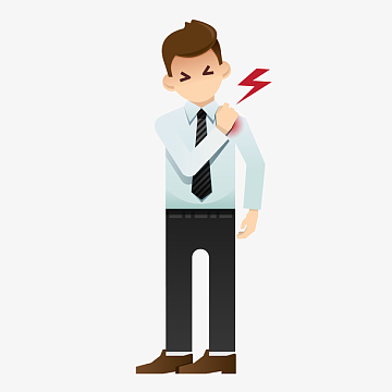 卡通肩膀痛的商务人士