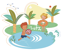 夏季水上乐园的的玩耍