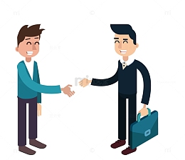 卡通扁平化办公室职员合作握手p