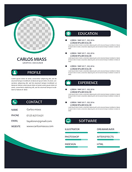 深蓝色边框个人简历