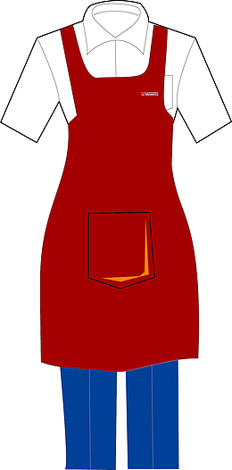 红色服务员服装图
